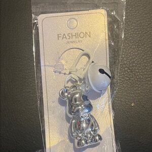 Fashion Jewelry Metallic Teddy Bear Keychain with Bell